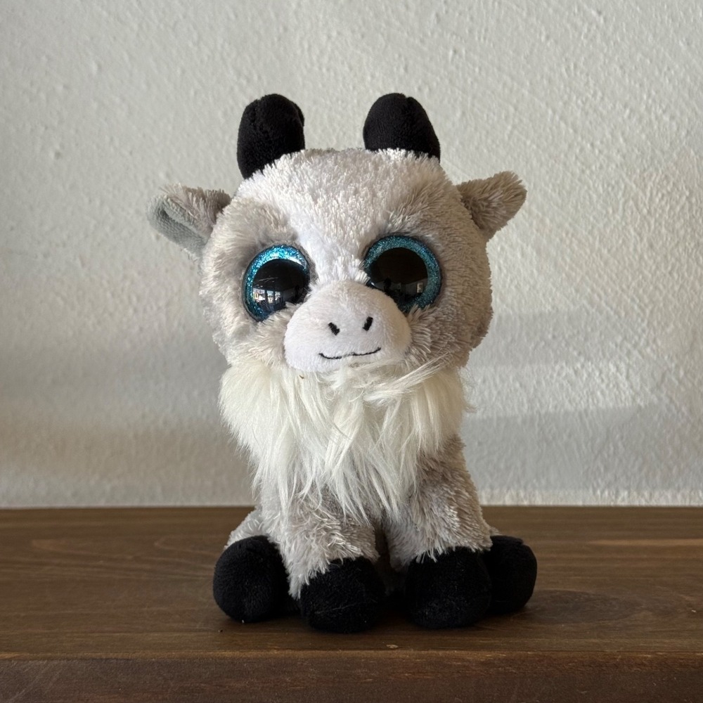Ty Beanie Boos Gabby Goat‎ Plush Gray White Blue Glitter Eyes 6"